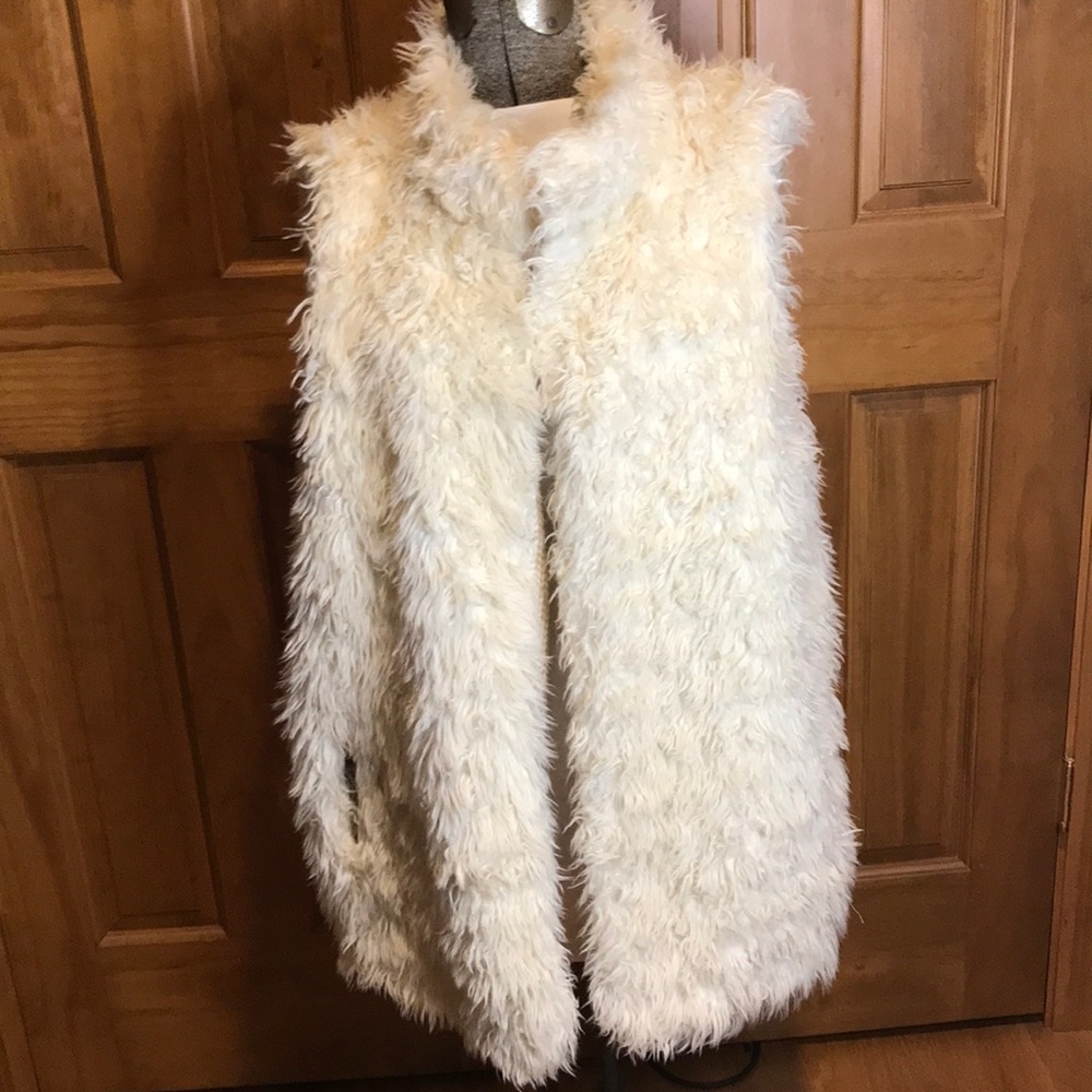 Umgee Reversible Vest Large Soft Sweater Cream